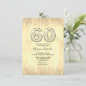 金ゴールドエレガントメンズまたは女性60th誕生日パーティー 招待状 (スタンド正面)