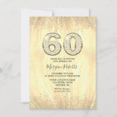 金ゴールドエレガントメンズまたは女性60th誕生日パーティー 招待状 (正面)