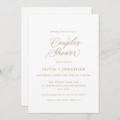 金ゴールドエレガントモダンカップルのシャワー書 招待状 (正面/裏面)