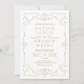 金ゴールドエレガントモダンクラシック結婚式 招待状 (正面)
