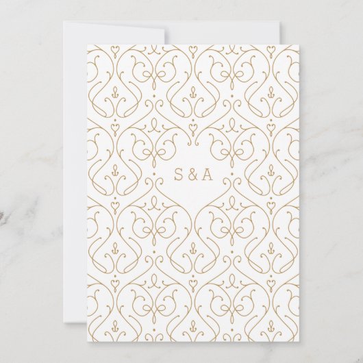 金ゴールドエレガントモダンクラシック結婚式 招待状 (裏面)