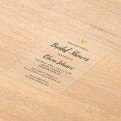 金ゴールドエレガントモダンブライダルシャワー アクリル招待状 (レイダウン)