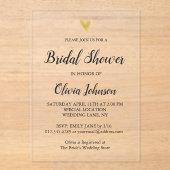 金ゴールドエレガントモダンブライダルシャワー アクリル招待状 (正面)