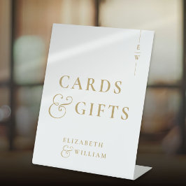 金ゴールドエレガントモノグラムのカードとギフト 台座サイン