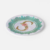 金ゴールドエレガントモノグラムイニシャル文字曼荼羅付き ペーパープレート (アングル)