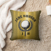 金ゴールドエレガントモノグラムゴルフデザイン クッション (ブランケット)