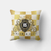 金ゴールドエレガントモノグラムデザインー枕 クッション (裏面)