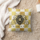 金ゴールドエレガントモノグラムデザインー枕 クッション (ブランケット)