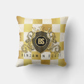 金ゴールドエレガントモノグラムデザインー枕 クッション (裏面)