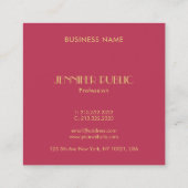 金ゴールドエレガントモノグラムトレンディーテンプレートモダン スクエア名刺 (裏面)