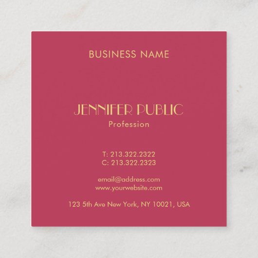 金ゴールドエレガントモノグラムトレンディーテンプレートモダン スクエア名刺 (裏面)