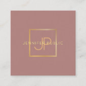 金ゴールドエレガントモノグラムトレンディーモダンテンプレート スクエア名刺 (正面)