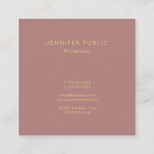 金ゴールドエレガントモノグラムトレンディーモダンテンプレート スクエア名刺 (裏面)