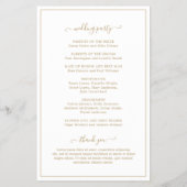 金ゴールドエレガントモノグラムバジェット結婚式 プログラム チラシ (裏面)