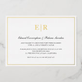 金ゴールドエレガントモノグラムフォーマル結婚披露宴 箔招待状 (正面)