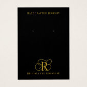 金ゴールドエレガントモノグラムブラックイヤリングディスプレイカード (正面)