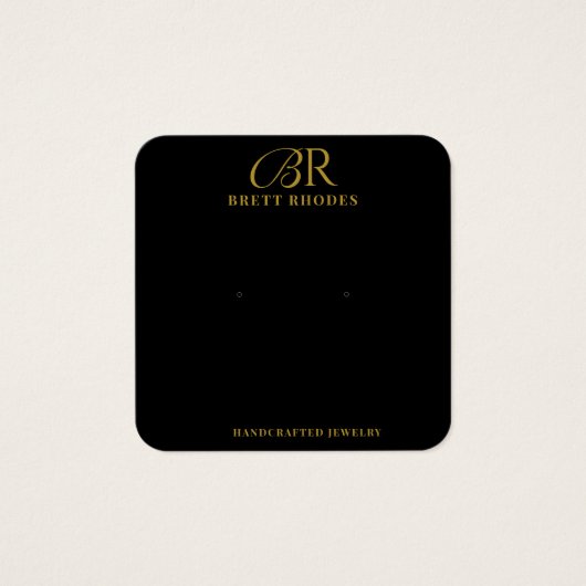 金ゴールドエレガントモノグラムブラックイヤリングディスプレイカード (正面)