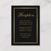 金ゴールドエレガントモノグラムブラックウェディングレセプション エンクロージャーカード (正面)
