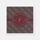 金ゴールドエレガントモノグラムプレイドクリスマスホリデー スタンダードカクテルナプキン (正面)