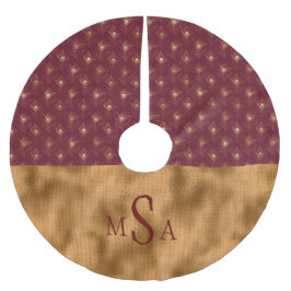 金ゴールドエレガントモノグラムホリデーレッドアニマルシック ブラッシュドポリエステルツリースカート