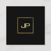 金ゴールドエレガントモノグラムラグジュアリーモダンテンプレート スクエア名刺 (正面)