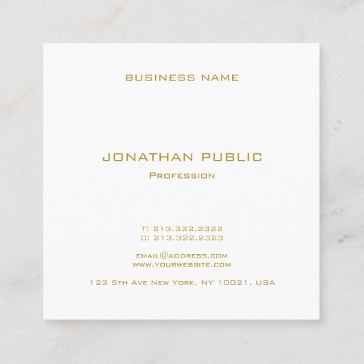 金ゴールドエレガントモノグラムラグジュアリーモダンテンプレート スクエア名刺 (裏面)