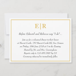 金ゴールドエレガントモノグラムリハーサルディナー 招待状