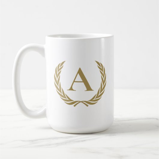 金ゴールドエレガントモノグラム及びリース コーヒーマグカップ (左)