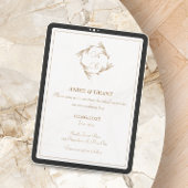 金ゴールドエレガントモノグラム結婚式招待状 招待状