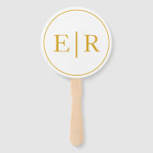 金ゴールドエレガントモノグラム結婚式 プログラム ハンドファン (正面)