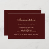 金ゴールドエレガントモノグラムBurgundy情報カード エンクロージャーカード (正面/裏面)