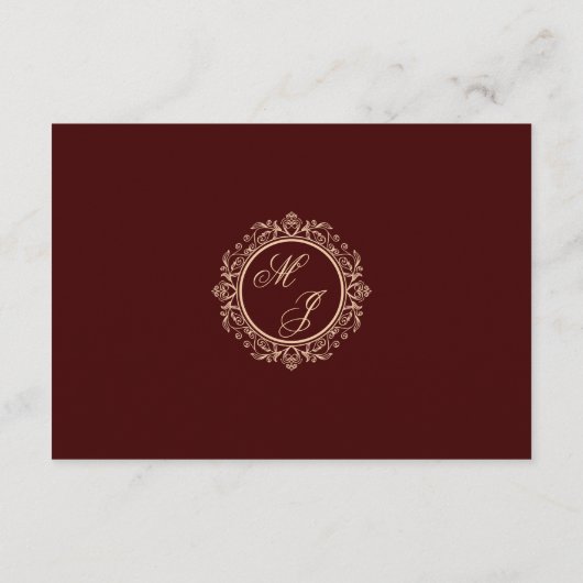 金ゴールドエレガントモノグラムBurgundy情報カード エンクロージャーカード (裏面)