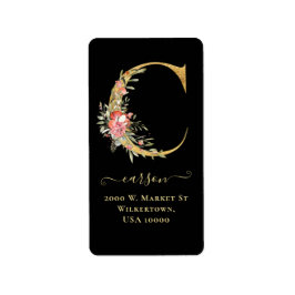 金ゴールドエレガントモノグラムCフローラ住所 シール