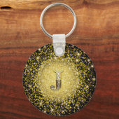 金ゴールドエレガントモノグラムJレターギフトキーチェーン キーホルダー (正面)