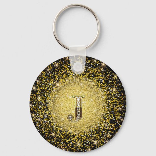 金ゴールドエレガントモノグラムJレターギフトキーチェーン キーホルダー (裏面)
