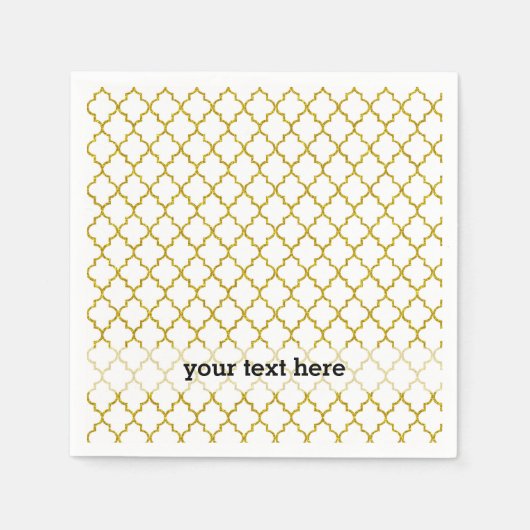 金ゴールドエレガントモロッコ模様 スタンダードカクテルナプキン (正面)