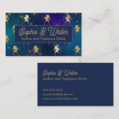 金ゴールドエレガントユニコーンスターリースカイファンタジー作家 名刺 (正面/裏面)