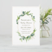 金ゴールドエレガントユーカリ赤ちゃんシャワー招待状 招待状 (スタンド正面)