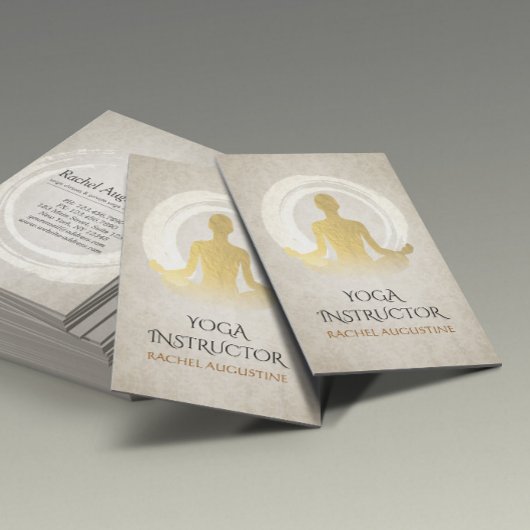 金ゴールドエレガントヨガ瞑想インストラクターZENシンボル 名刺