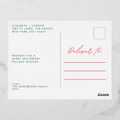 金ゴールドエレガントラインズMerry Christmas Family写真 箔シーズンポストカード (裏面)