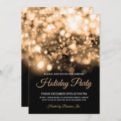 金ゴールドエレガントライ企業のトホリデーパーティ 招待状 (正面/裏面)