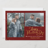 金ゴールドエレガントラブバレンタインのカップルの写真 シーズンカード (正面)