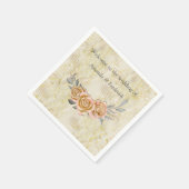 金ゴールドエレガントリップル効果とバラ葉の スタンダードカクテルナプキン (角)