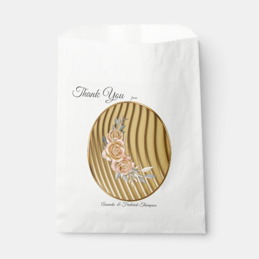 金ゴールドエレガントリップル効果とバラ葉の フェイバーバッグ (正面)