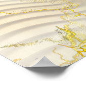 金ゴールドエレガントリップル効果と葉バラと鳥 ポスター (角)