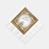 金ゴールドエレガントリム65thバースデーパーティー紙 縁ありランチョンナプキン (角)