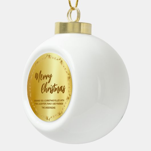 金ゴールドエレガントリースサンタスレッドディアメリークリスマス セラミックボールオーナメント (右)
