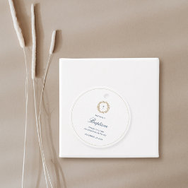 金ゴールドエレガントリースネイビークロスバプテスマ《キリスト教》洗礼式や命名式 フェイバータグ