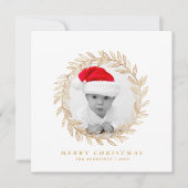 金ゴールドエレガントリースメリークリスマスカスタム写真 シーズンカード (正面)
