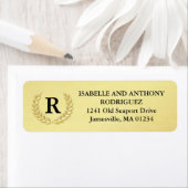 金ゴールドエレガントリースモノグラム差出人住所ラベル ラベル (インサイチュ)